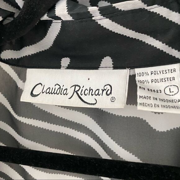 Vintage Black and White Zebra Sheer Button Down L - Picture 6 of 7